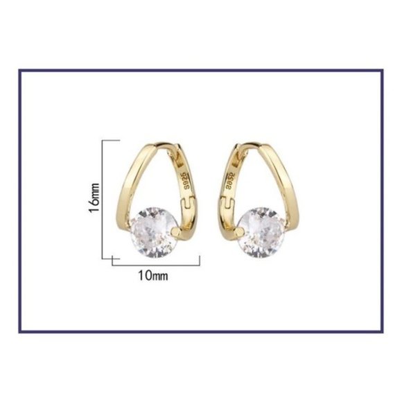 S925 Sterling Silver Love Heart Star White Zircon Earrings Wedding Engagement - Picture 2 of 6